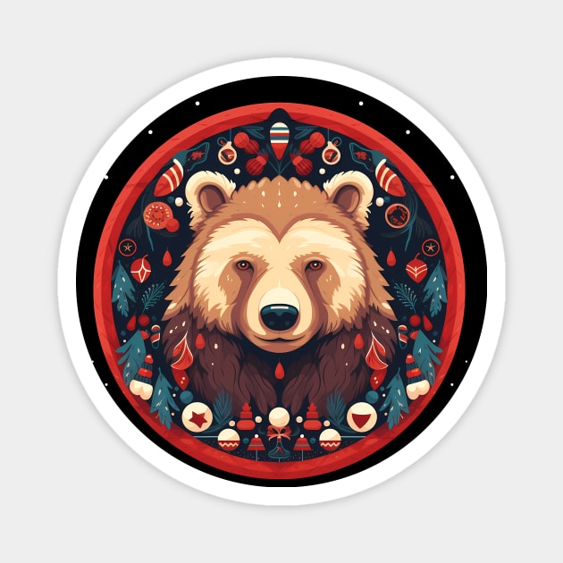 Grizzly Bear in Ornmament , Love Bears Magnet by logiamerch